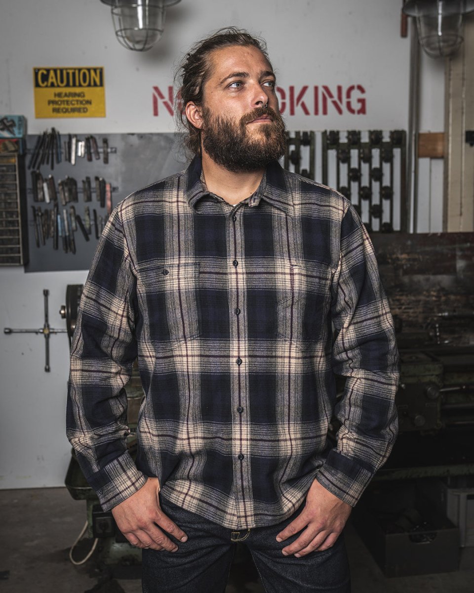 Pikes Brother's 1937 Roamer Shirt blue beige check flannel