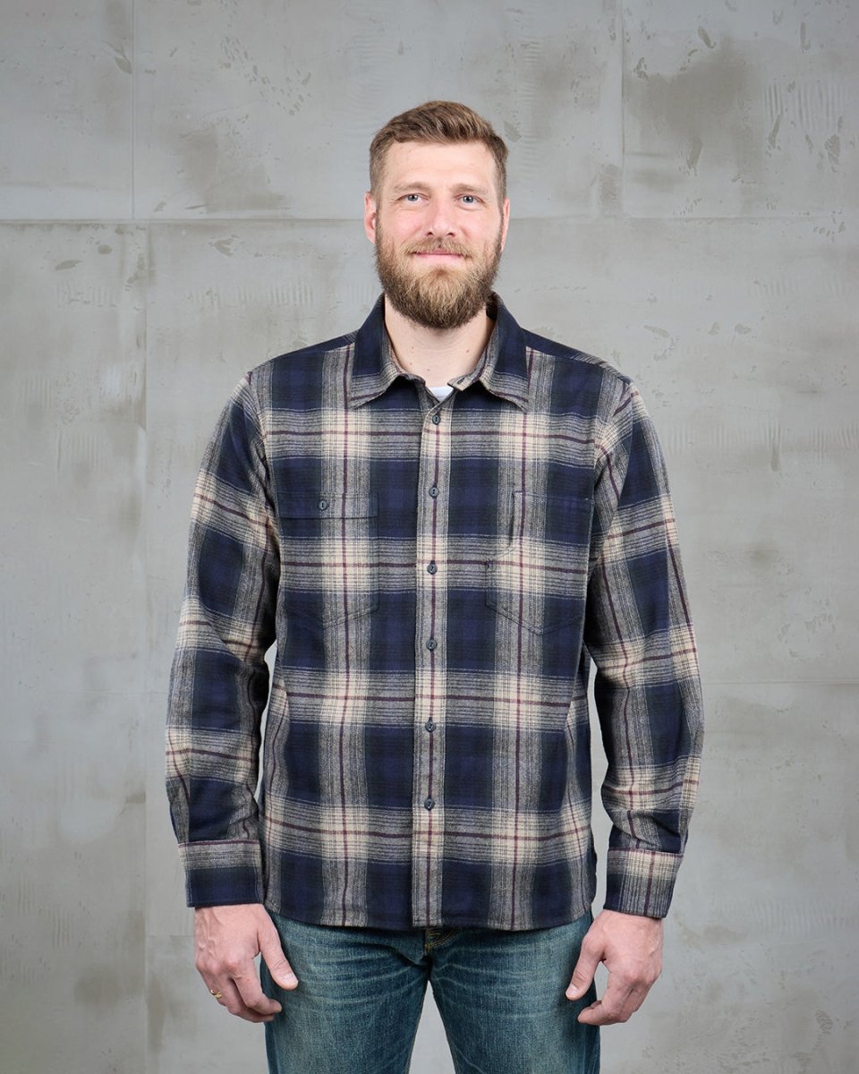 Pikes Brother's 1937 Roamer Shirt blue beige check flannel