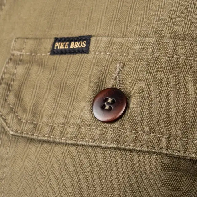 Pike Brothers 1967 Utility Shirt HBT Olive - available at Veloce Club