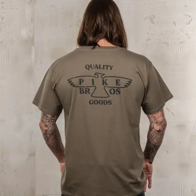 Pike Brothers 1969 Eagle Sports T-shirt in Olive - available at Veloce Club