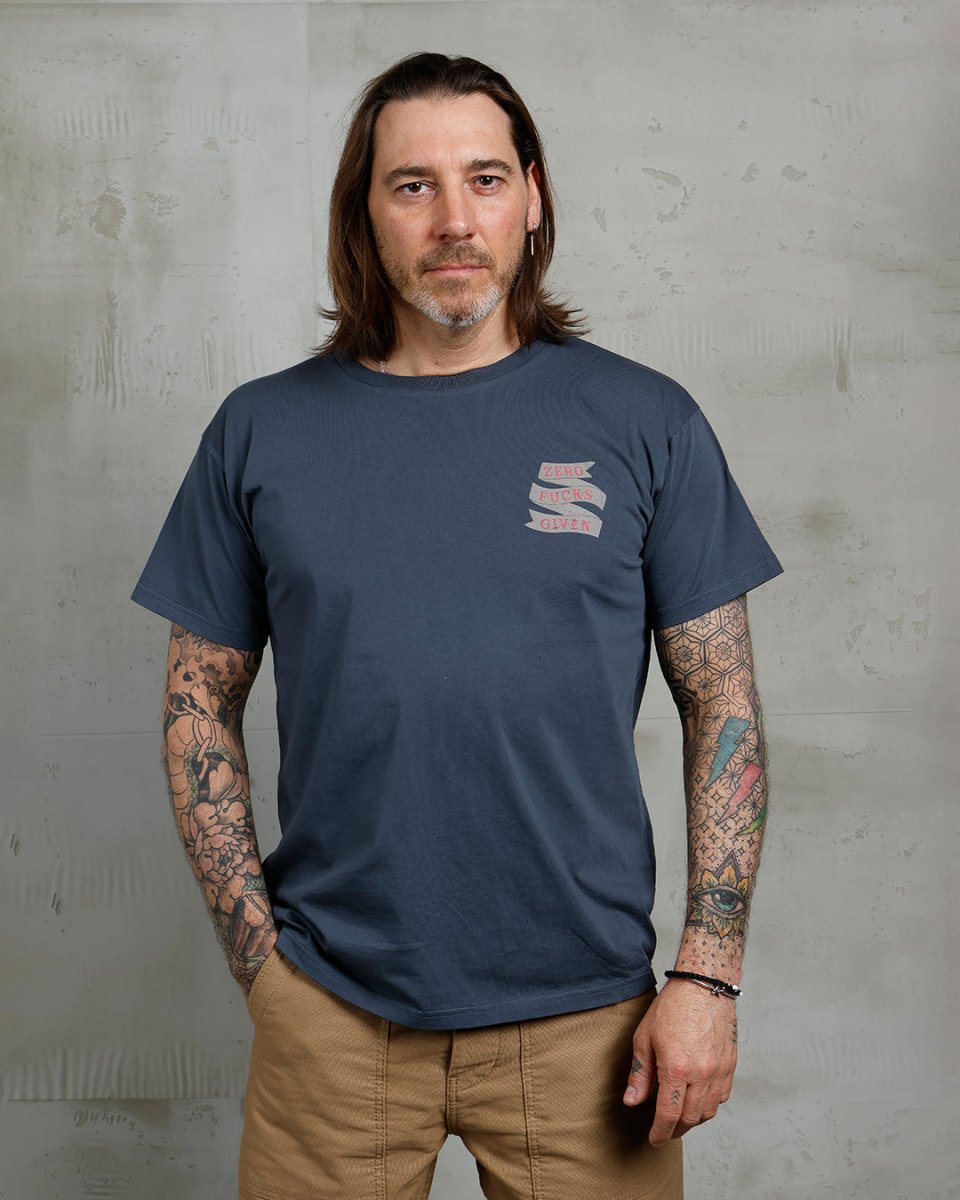 Pike Brothers 1969 Sports Tee Zero Fucks Given Petrol | Veloce Club