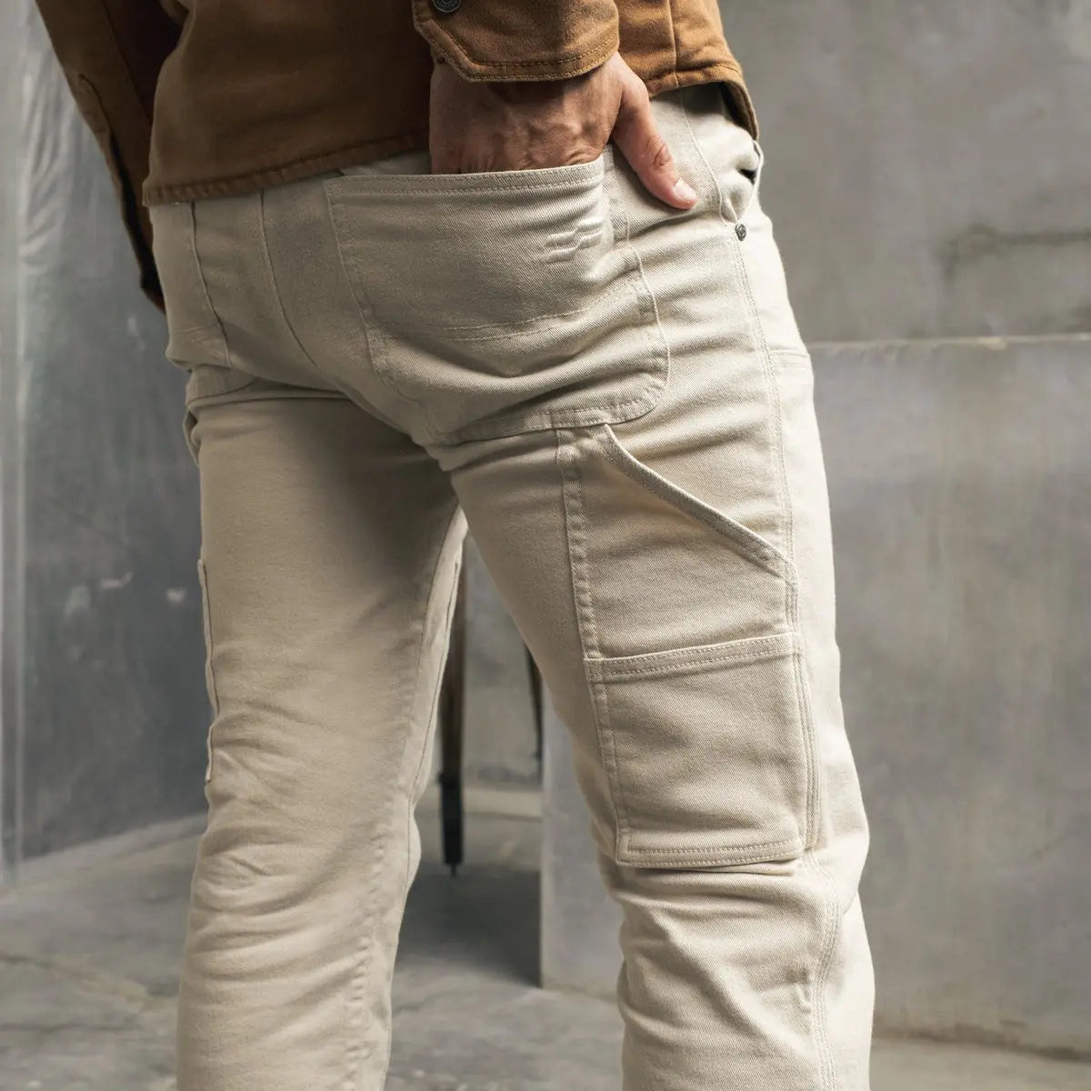 Silk Road Carpenter Motorcycle Trousers in Off white