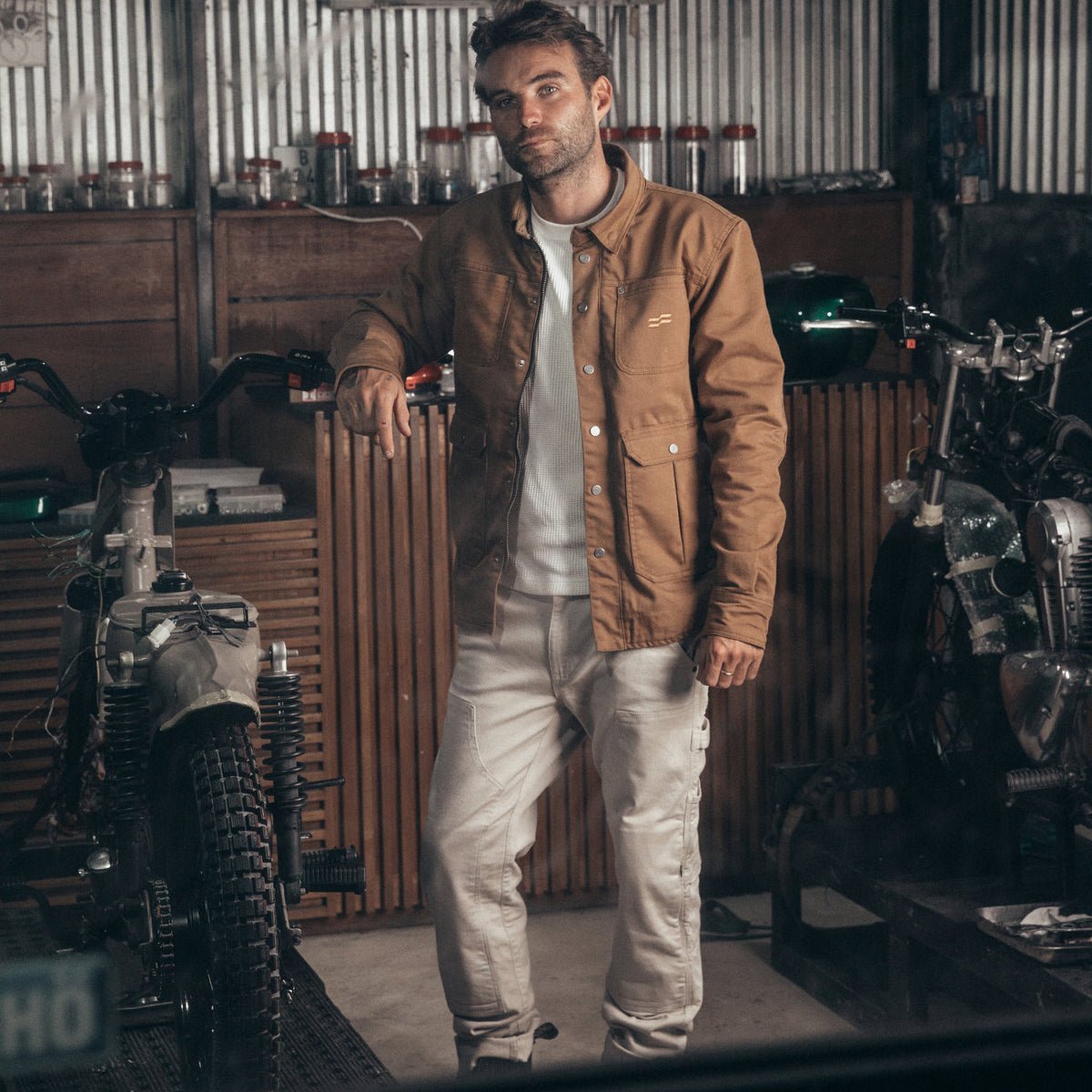Silk Road Carpenter Motorcycle Trousers in Off white