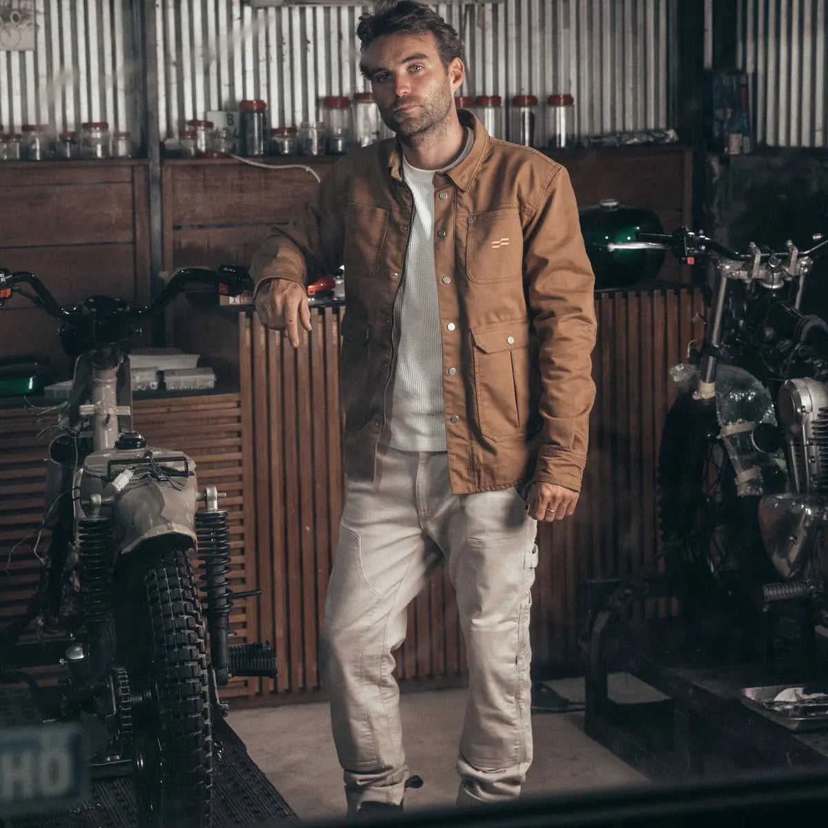 Silk Road Carpenter Motorcycle Trousers in Off white