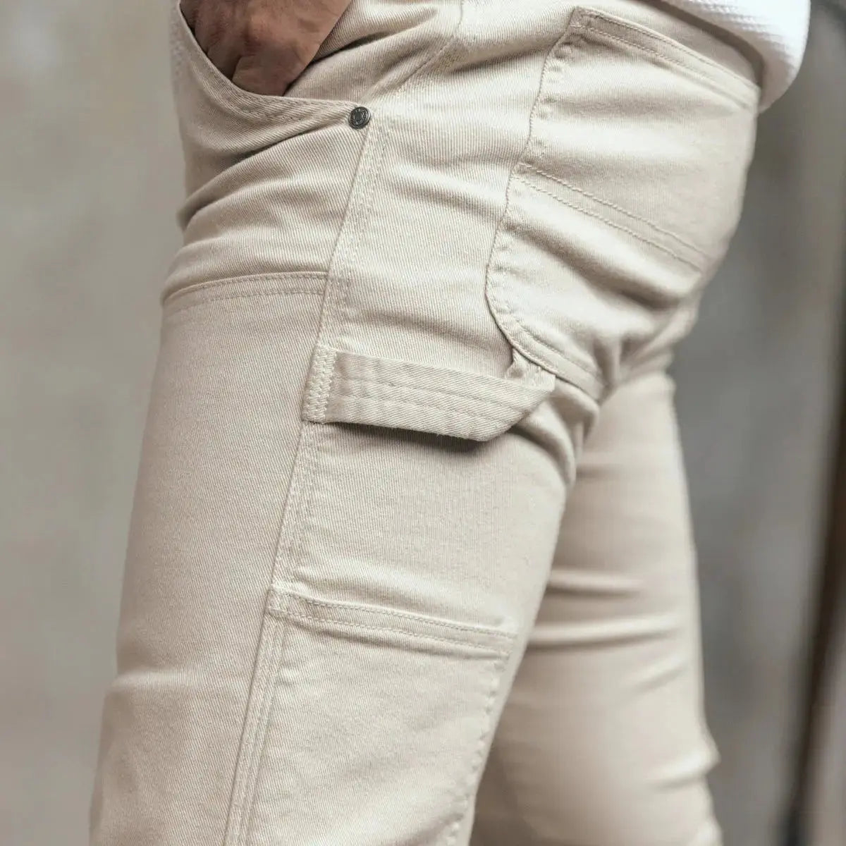 Silk Road Carpenter Motorcycle Trousers in Off white