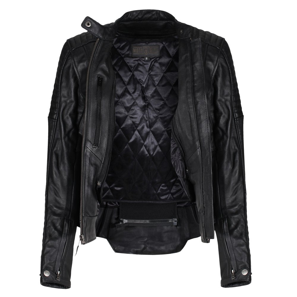 Valerie Black Leather Jacket - available at Veloce Club