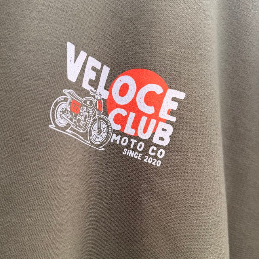 Veloce Club Scrambler77 Motorcycle Sweatshirt in Green - available at Veloce Club