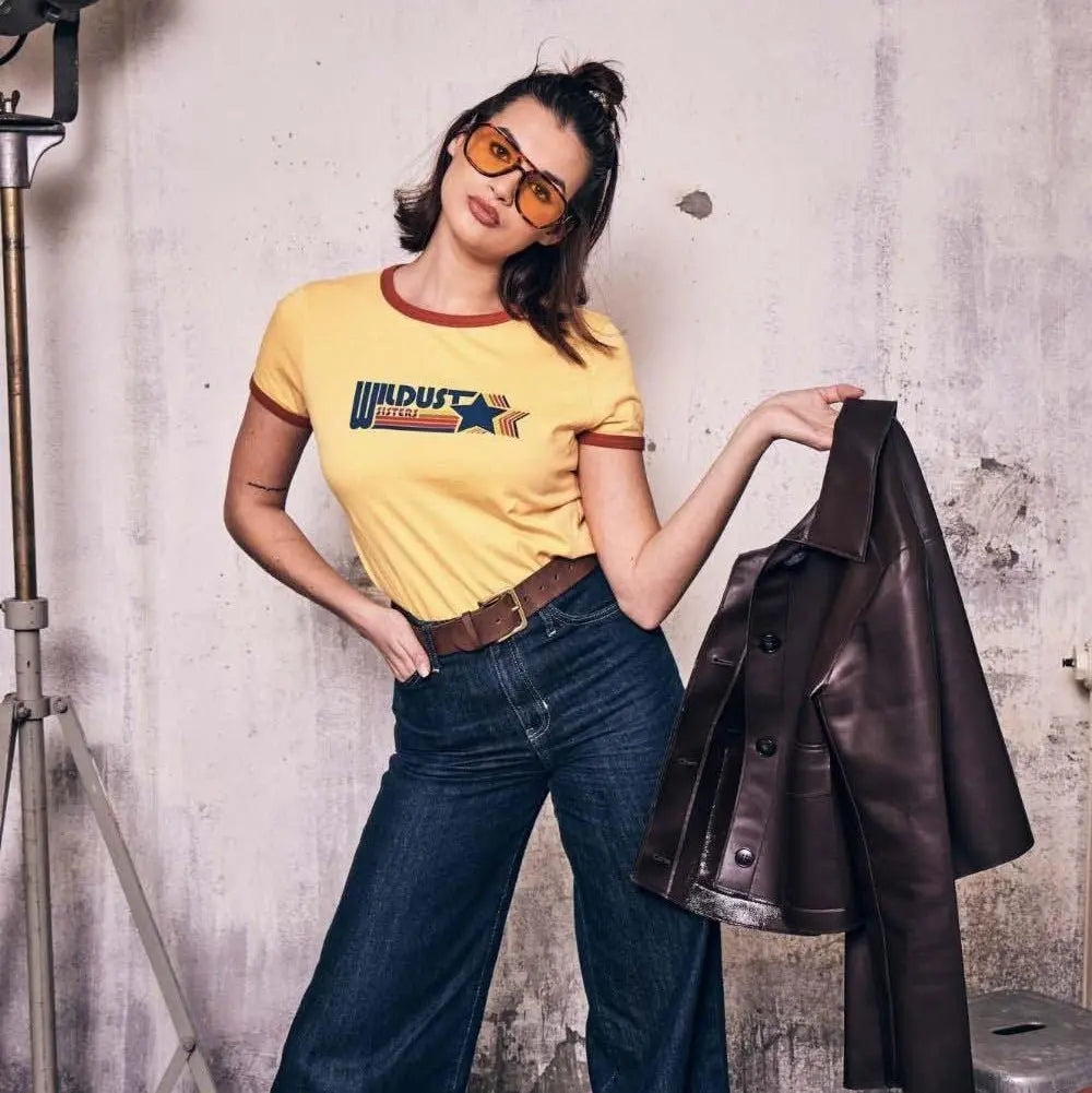 Wildust Sisters Racing T-Shirt in Yellow available at Veloce Club
