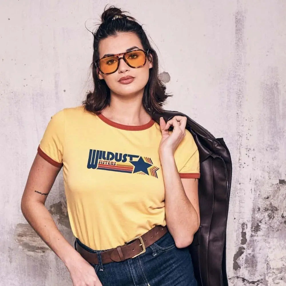 Wildust Sisters Racing T-Shirt in Yellow available at Veloce Club