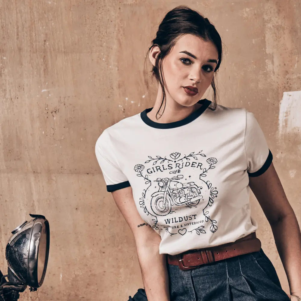 Wildust Sisters Riders Club T-Shirt in White available at Veloce Club