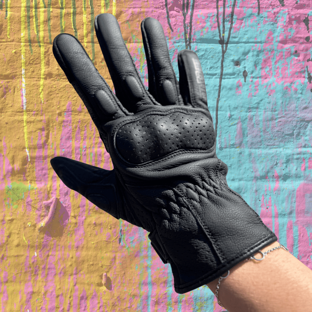 MotoGirl Yoko Women's Motorcycle Gloves in Black available at Veloce Club
