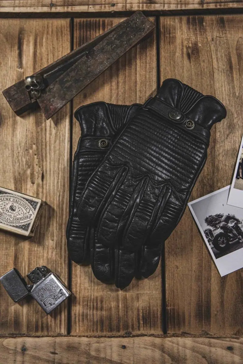 Age of Glory Garage Leather Gloves in Black | Veloce Club