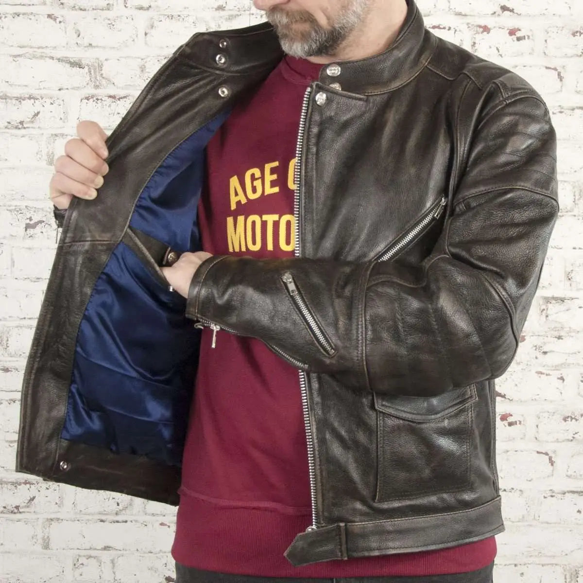 Age of Glory Rocker Leather Jacket in Black