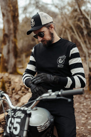 Age of Glory Shifter Gloves Black Leather and Denim