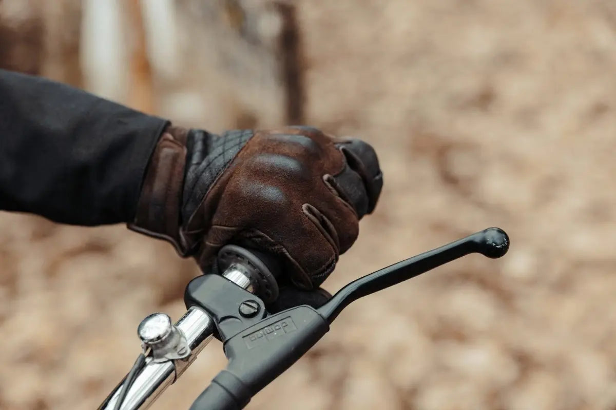 Age of Glory Shifter Gloves Brown Leather & Denim | Veloce Club