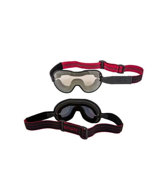 Ethen Cafe Racer Goggles - Black / Red stripes