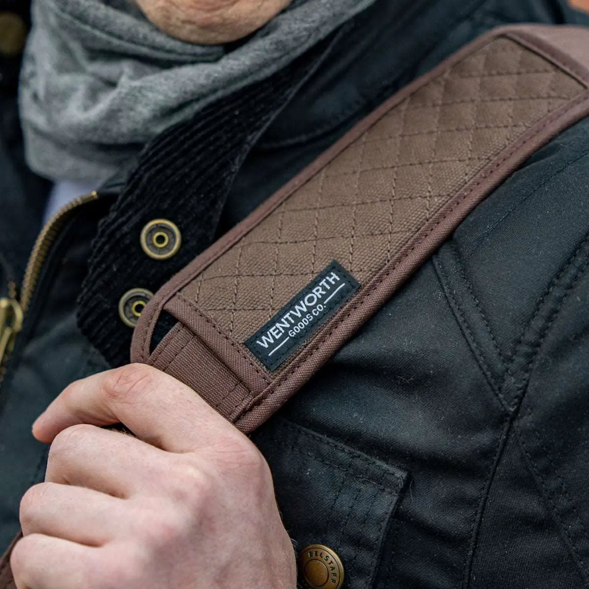 Sling Waxed Cotton Motorcycle Helmet Strap in Brown