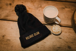 Veloce Club Bobber Bobble Beanie in Modena Blue