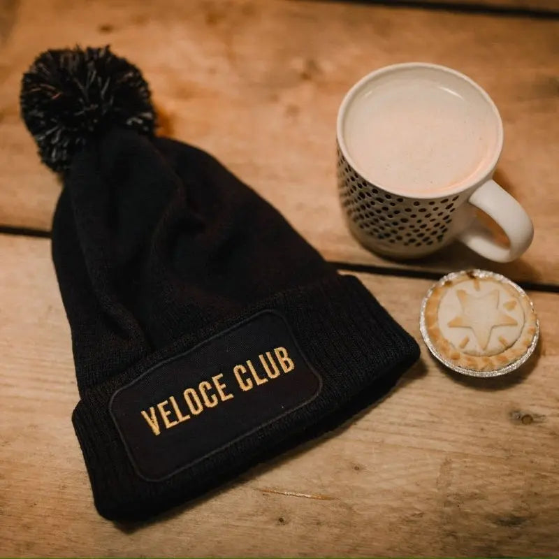 Veloce Club Bobber Bobble Beanie in Modena Blue