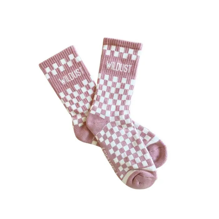Wildust Sisters Checkboard Socks - Pink | Veloce Club