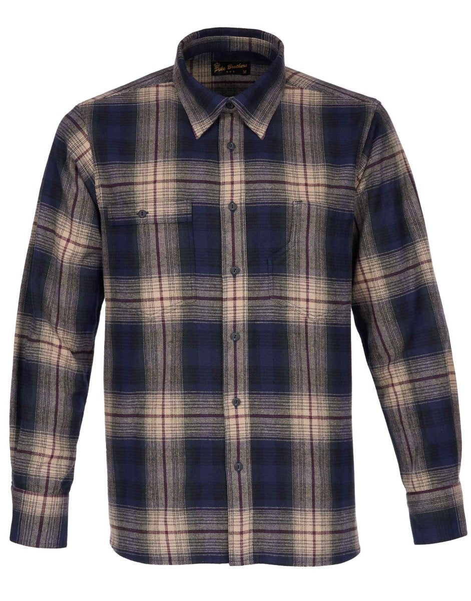 1937 Roamer Shirt blue beige check flannel