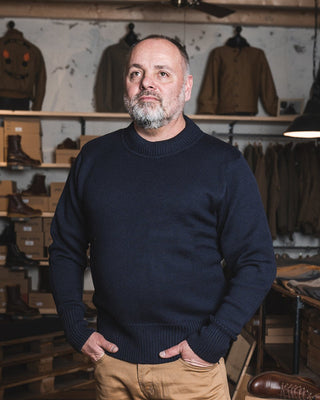 1941 USN Seaman Sweater Navy - available at Veloce Club