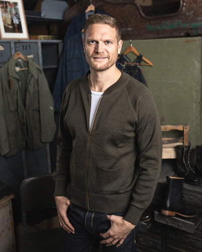 Pikes Brothers 1943 C2 Sweater Olive - available at Veloce Club