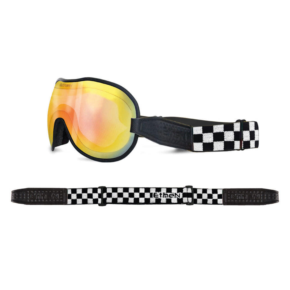 Ethen Cafe Racer Goggles Black & White Checker