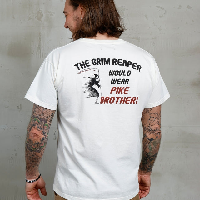 Pike Brothers 1969 Sports T-shirt Grim Reaper in White | Veloce Club