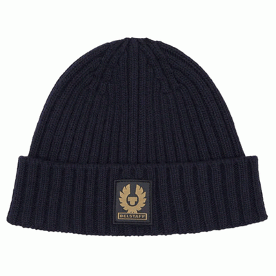 Belstaff Watch Beanie in Navy | Veloce Club