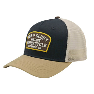 Age of Glory Buddy Trucker Cap in Black and off - white - available at Veloce Club