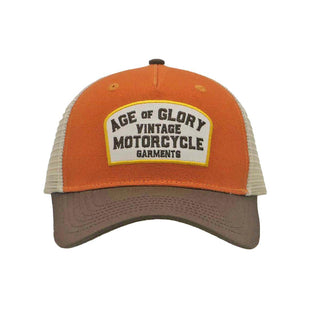 Age of Glory Buddy Trucker Cap in Orange, Brown and off-white - available at Veloce Club