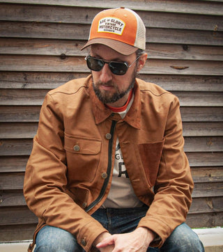 Age of Glory Buddy Trucker Cap in Orange, Brown and off-white - available at Veloce Club