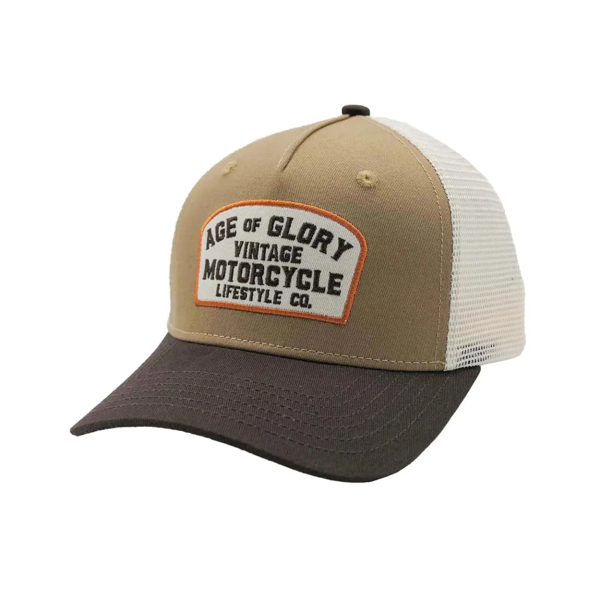 Age of Glory Buddy Trucker Cap Khaki in Brown and Off-white