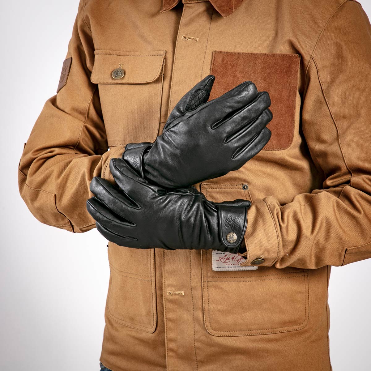 Age of Glory Carpenter Winter Leather CE Gloves in Black