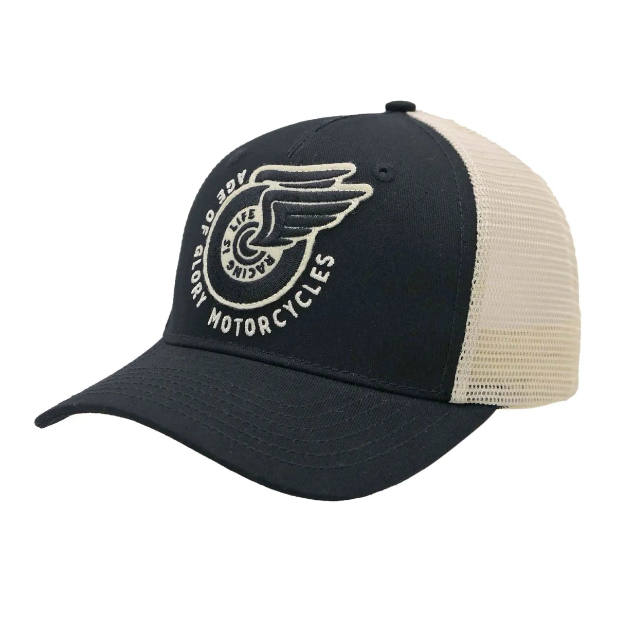 Age of Glory Champ Trucker Cap in Black and Off - white