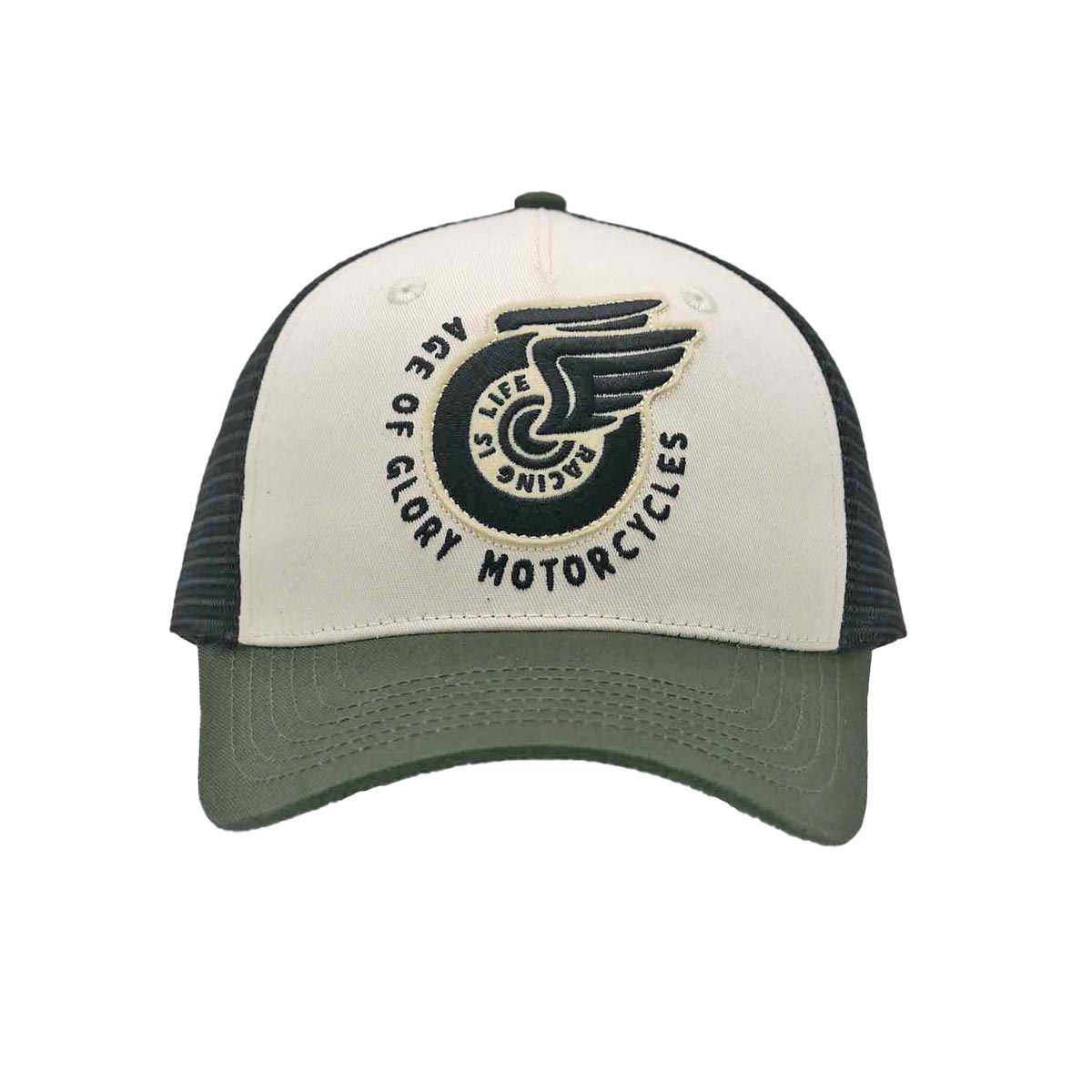 Age of Glory Champ Trucker Cap in White, Green and Black - available at Veloce Club