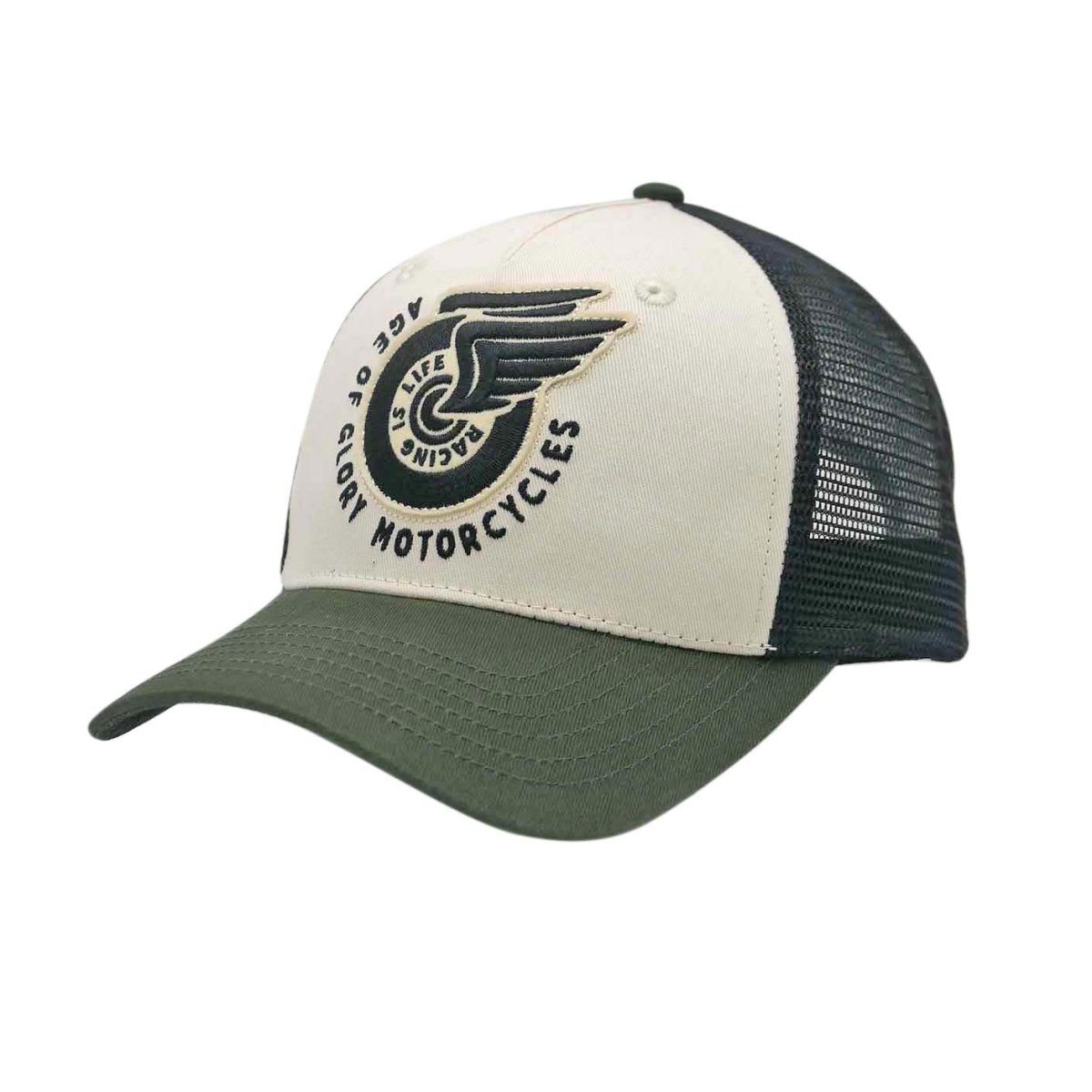 Age of Glory Champ Trucker Cap in White, Green and Black 