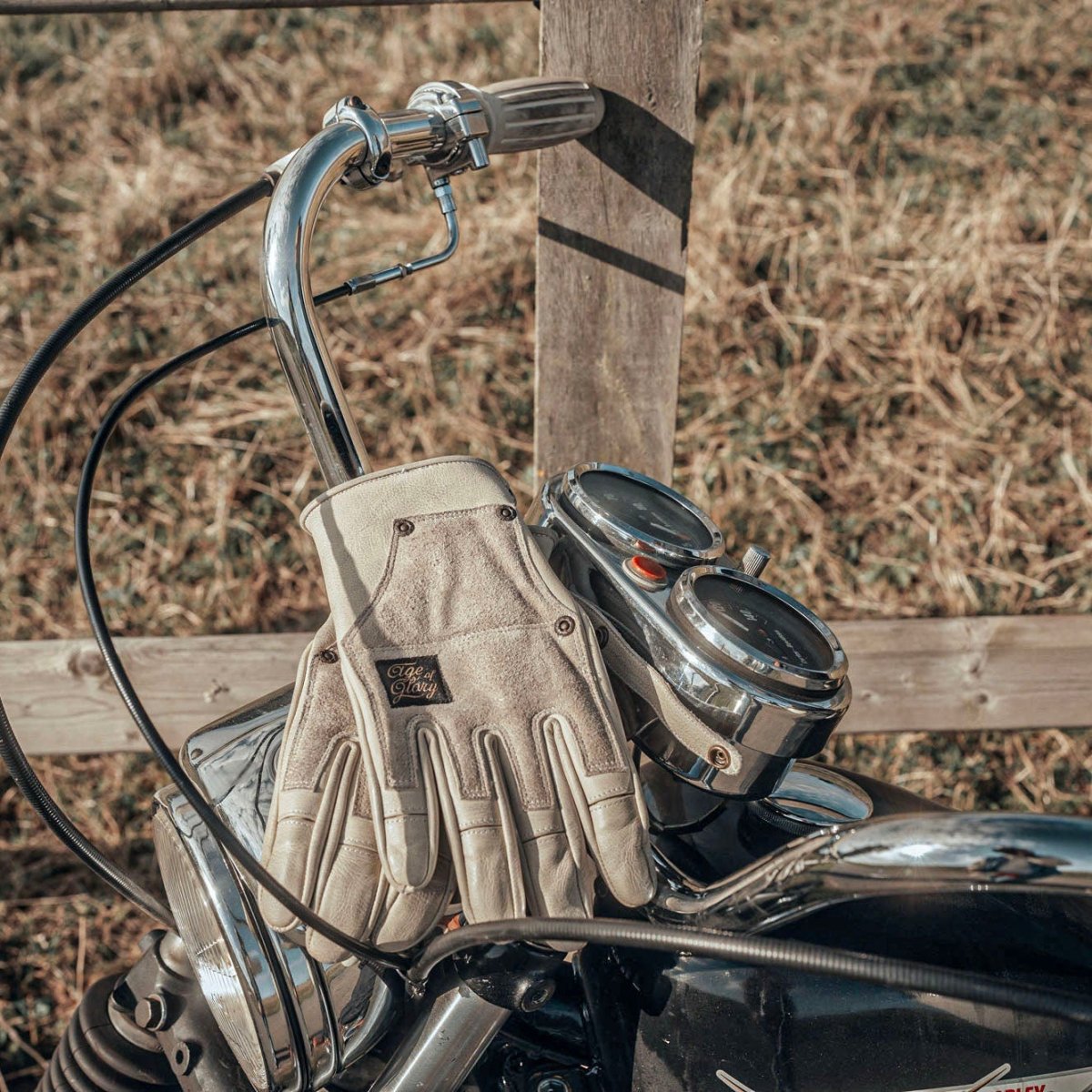 Age of Glory Crafter Motorcycle Gloves Aged White | CE Leather Gloves available at Veloce Club