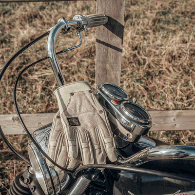 Age of Glory Crafter Motorcycle Gloves Aged White | CE Leather Gloves available at Veloce Club
