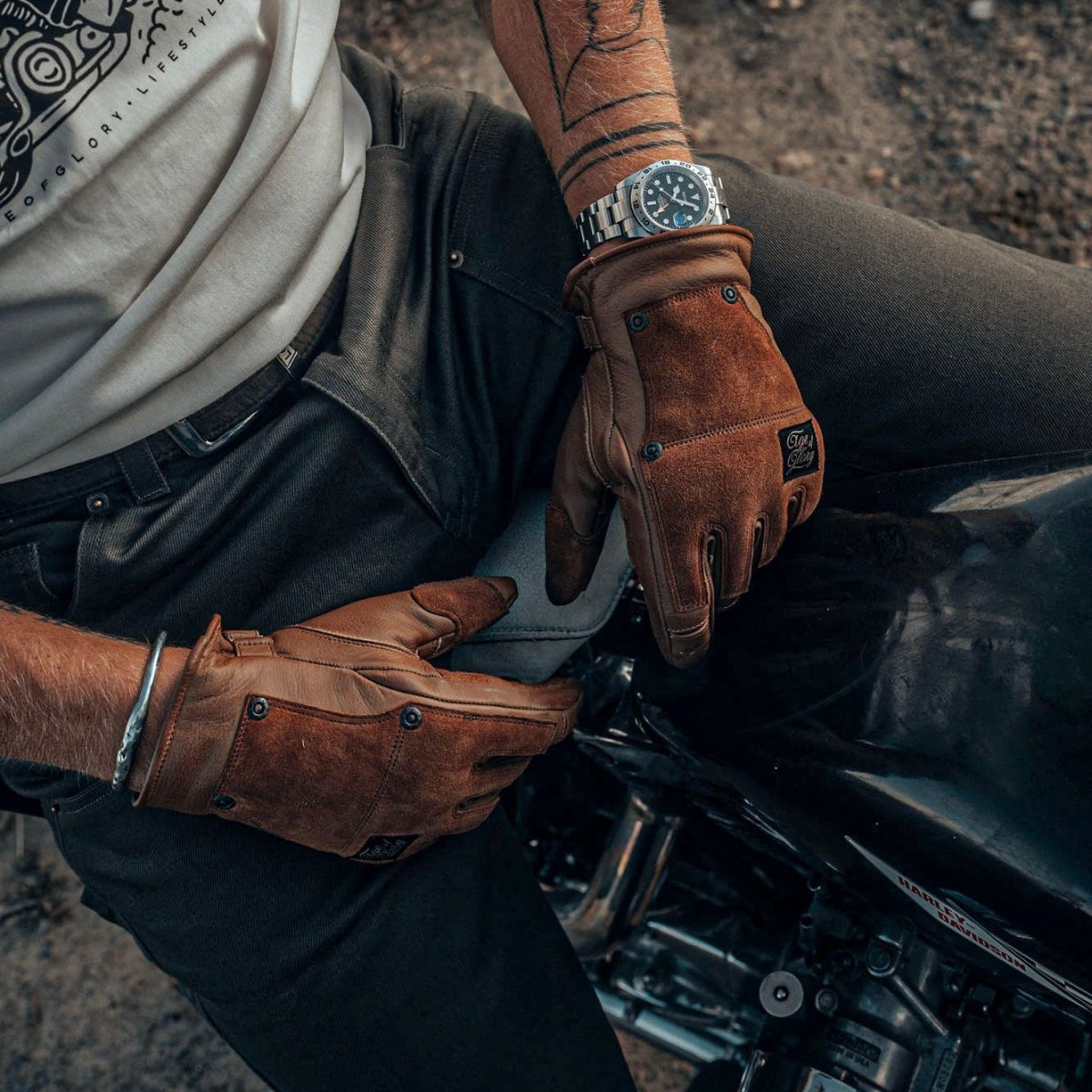 Age of Glory Crafter Motorcycle Gloves Caramel | Leather CE Gloves | Available at Veloce Club