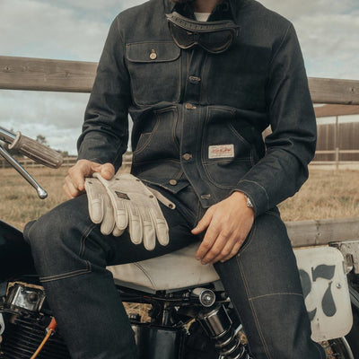 Age of Glory Craftsman Motorcycle Jacket in Denim available at Veloce Club