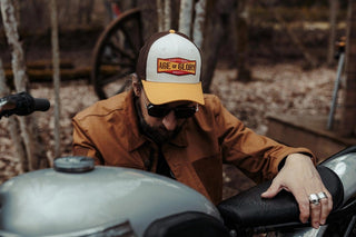 Age of Glory Keep It Real Trucker Cap in Off-White and Yellow - available at Veloce Club