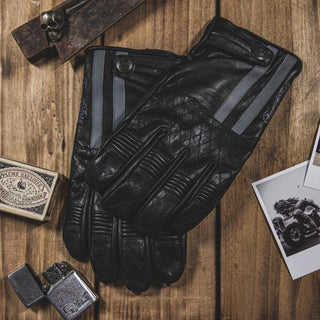 Age of Glory Miles Leather CE Gloves in Black/Grey - available at Veloce Club