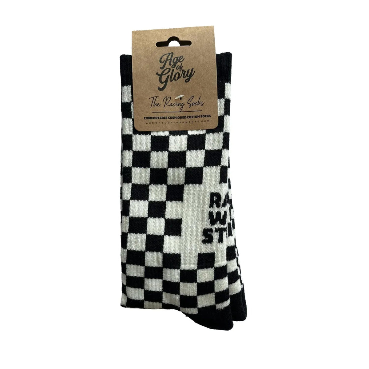 Age of Glory Racing Socks in Black and White Checkered