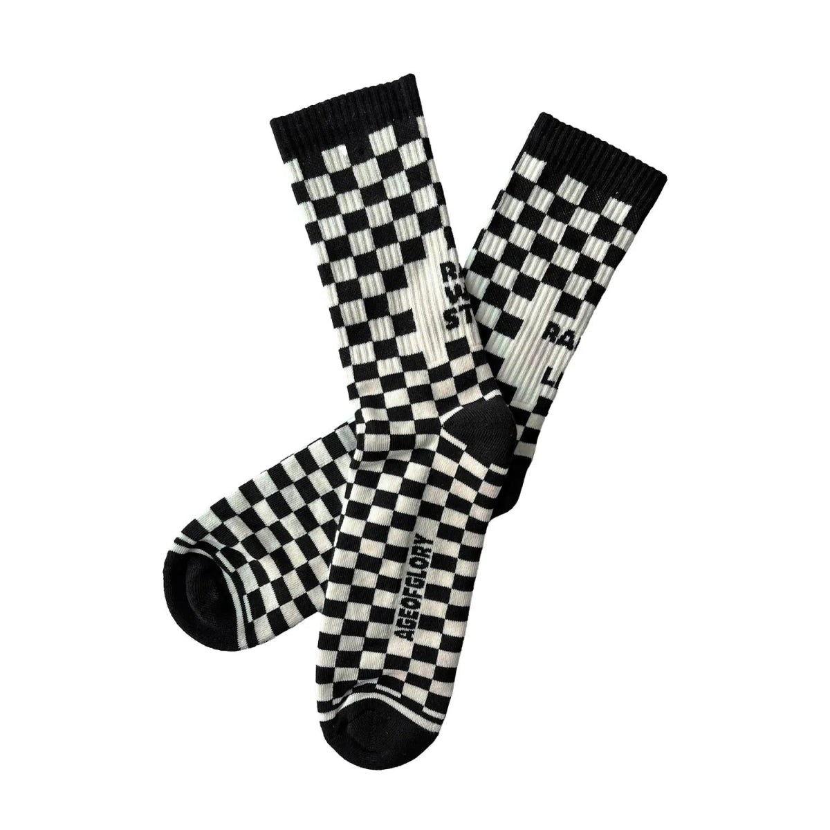 Age of Glory Racing Socks in Black and White Checkered