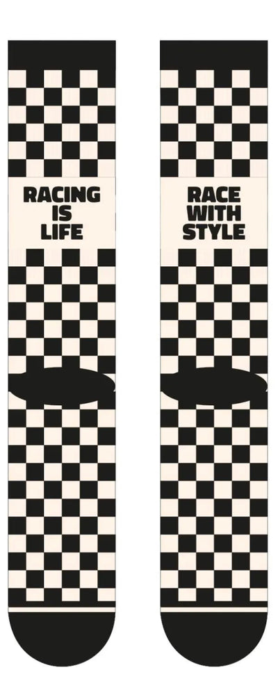 Age of Glory Racing Socks in Black and White Checkered