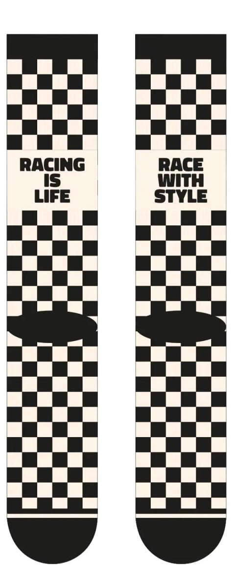 Age of Glory Racing Socks in Black and White Checkered