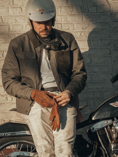 Age of Glory Rover Leather CE Waxed Gloves in Caramel Suede