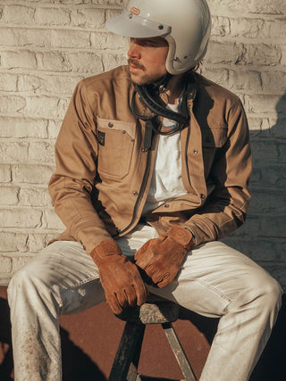 Age of Glory Rover Leather CE Waxed Gloves in Caramel Suede - available at Veloce Club